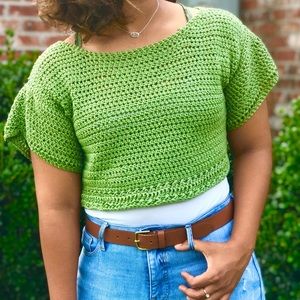 🍃Handmade Sage Green Crochet Top🍃